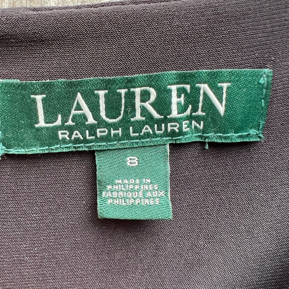 RALPH LAUREN Little Black Cocktail Dress Ruched waist Split Sleeve size 8 - Picture 6 of 13